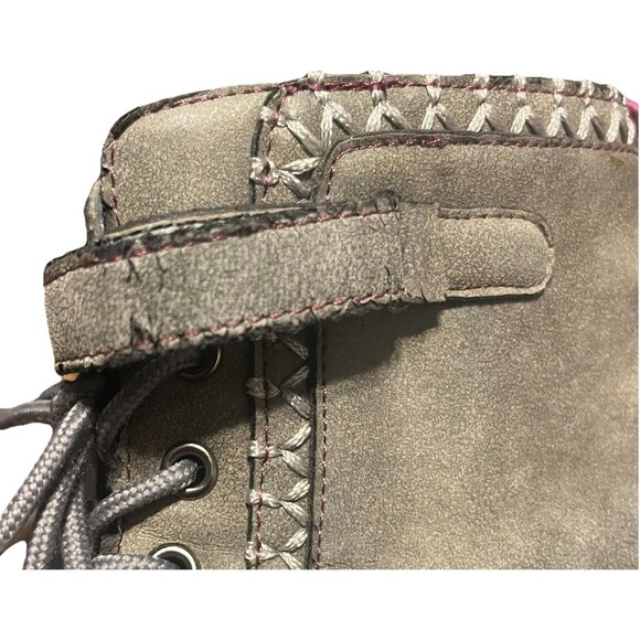 J-41 Srina Vegan Faux Fur Gray Ankle Lace Up Boots Jeep Traction Women's Size 6 - Picture 13 of 16